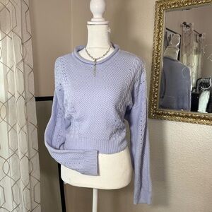Charlotte Russe Light Purple Cable Net Sweater Soft Texured Pullover Size Small